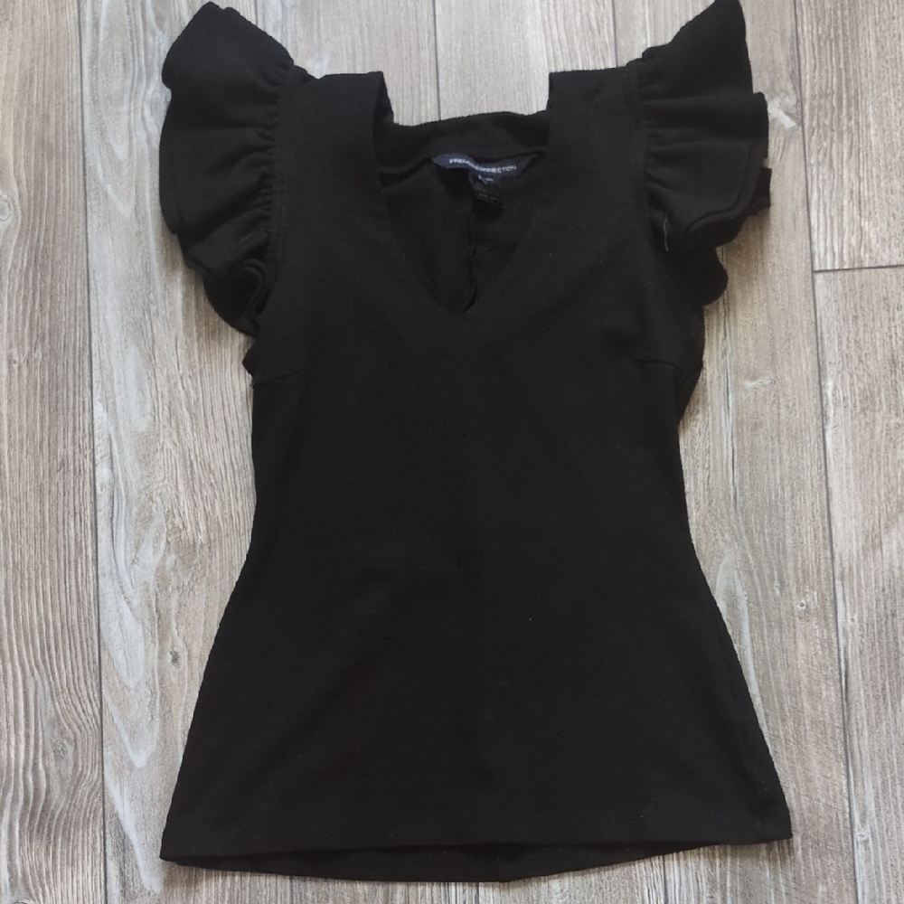 French Connection Black Flutter Sleeve Women's Top XS
